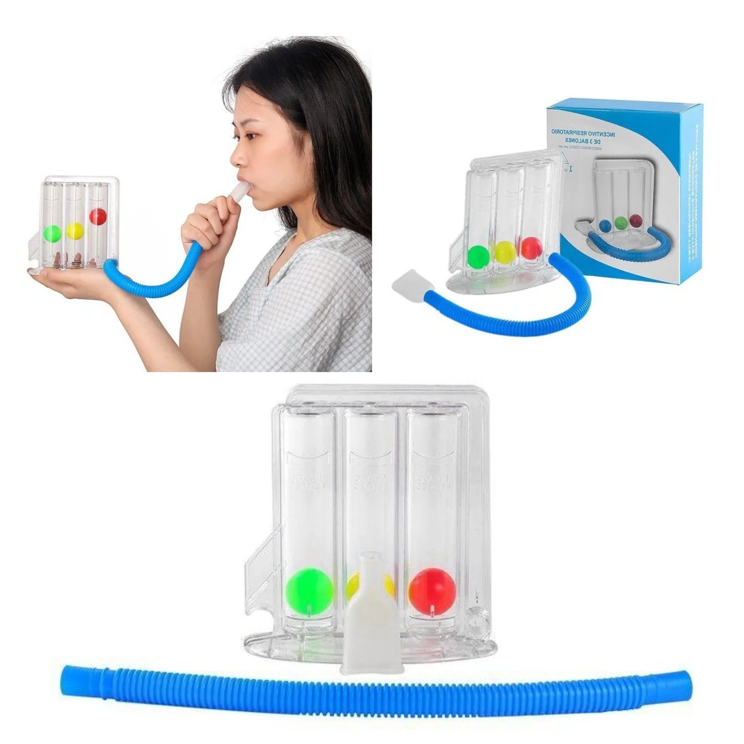 RevivalBREATH Lung Function Breathing Exerciser 3 Balls Breathing Trainer - Vital Capacity Lung Function Improvement and Rehabilitation