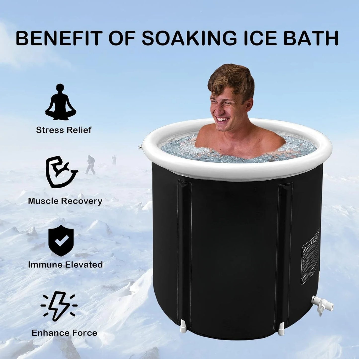 RevivalPLUNGE - Portable Ice Bath Tub, Foldable Bathtub for Adult Inflatable Outdoor Cold Plunge Tub Freestanding Bathtub Hot Tub Spa Tub