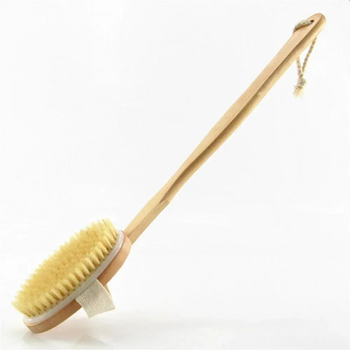 RevivalBRUSH - Natural Bristles - Dry or Shower Brush with Detachable Long Handle