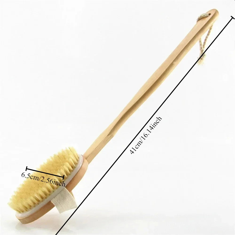 RevivalBRUSH - Natural Bristles - Dry or Shower Brush with Detachable Long Handle